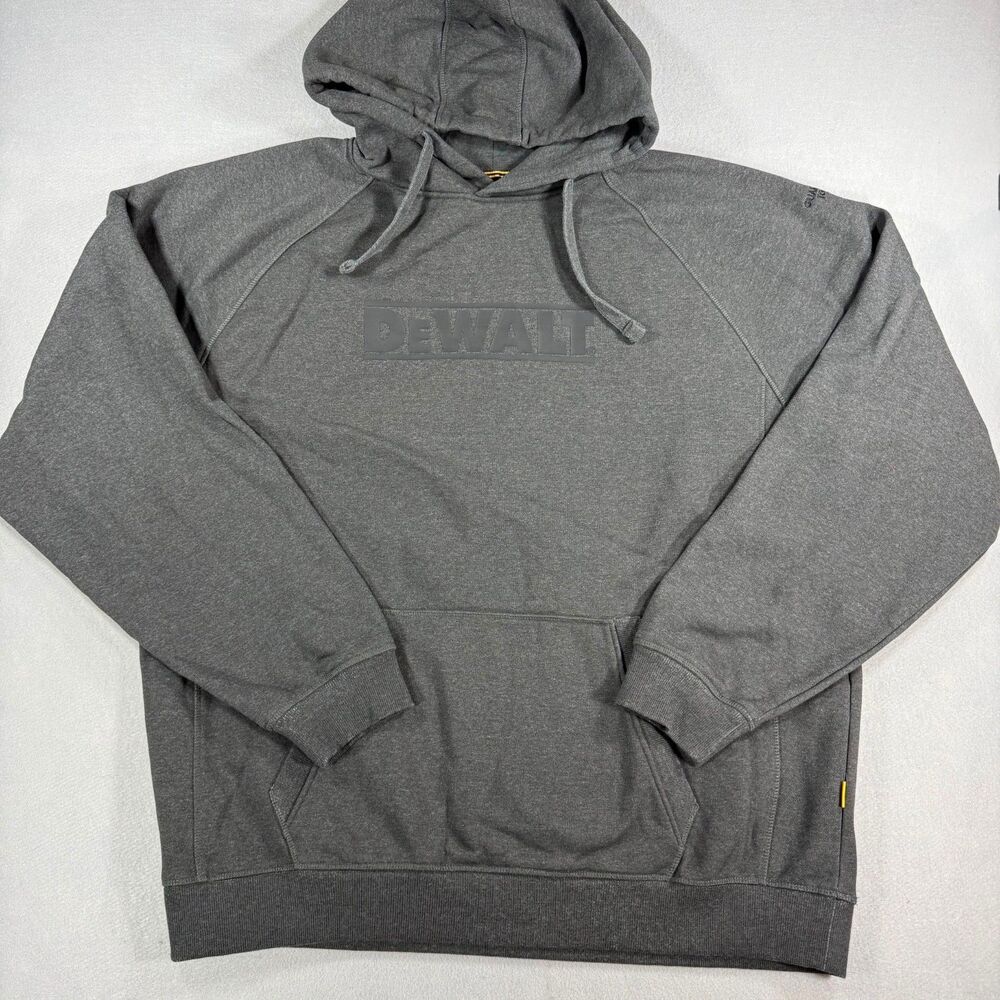 DeWalt Hoodie Mens XXL Charcoal Gray Logo Pullover Sweatshirt Guaranteed Tough